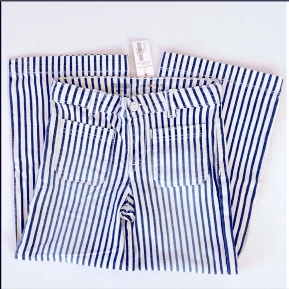 Gymboree Other - Gymboree Girl Blue Denim Striped Wide Leg Jeans 6